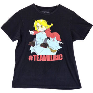 Fullmetal Alchemist Men's Black T-Shirt #TeamElric 100% Cotton Anime Medium
